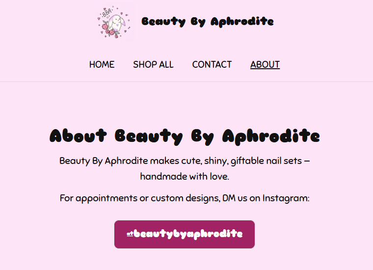 About page with centered content and brand tone