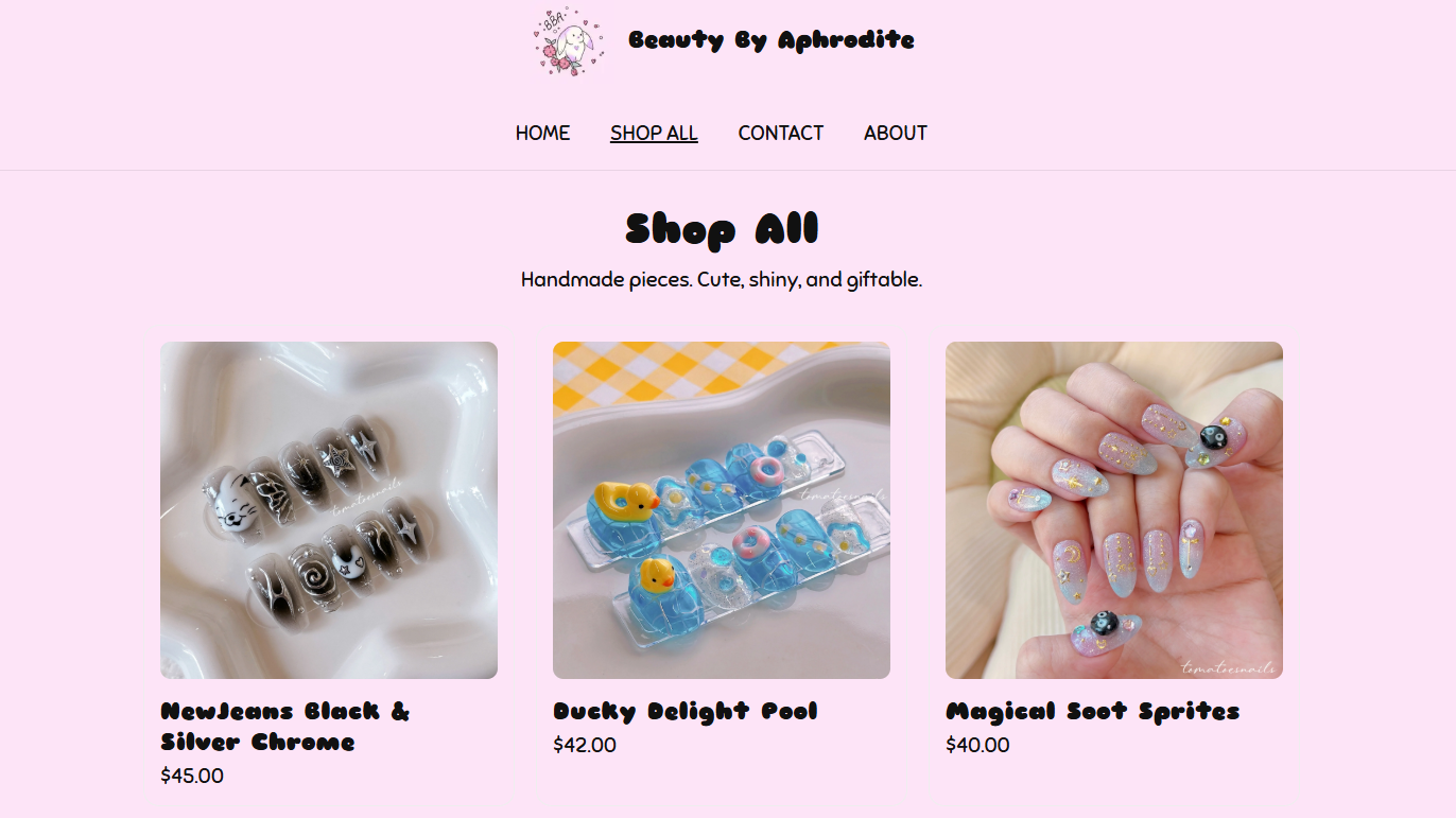 Products grid showing cards with images, titles, and prices