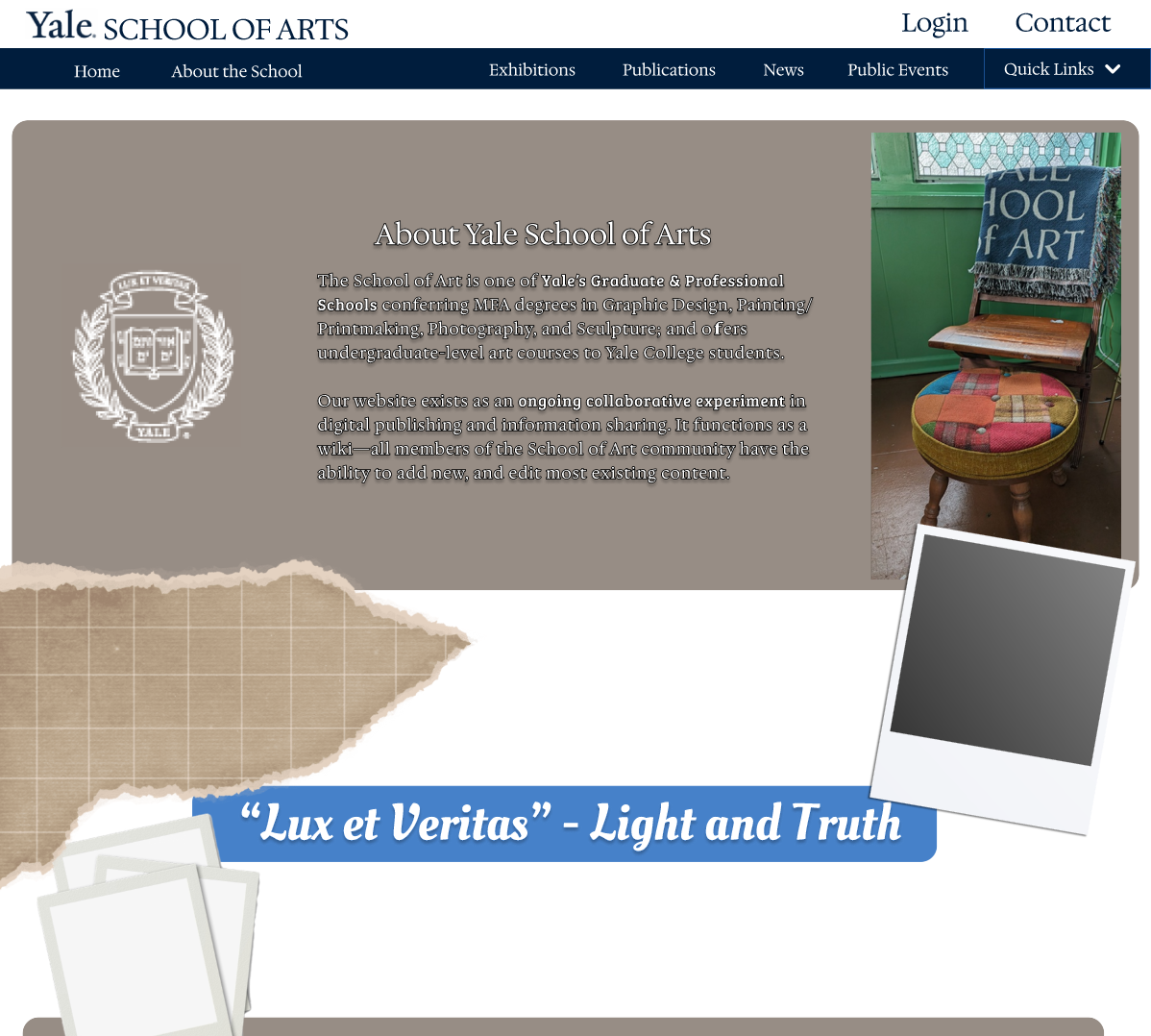My redesign of Yale School of Art landing page