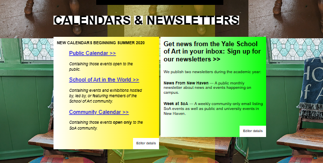 Original Yale School of Art Newsletter section